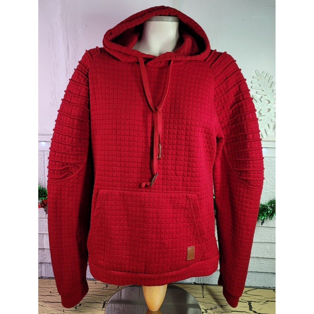 Siimhwrss Hoodie Sweatshirt Corrugated Moto Sleeves Size XL Mens Unisex Red Rare